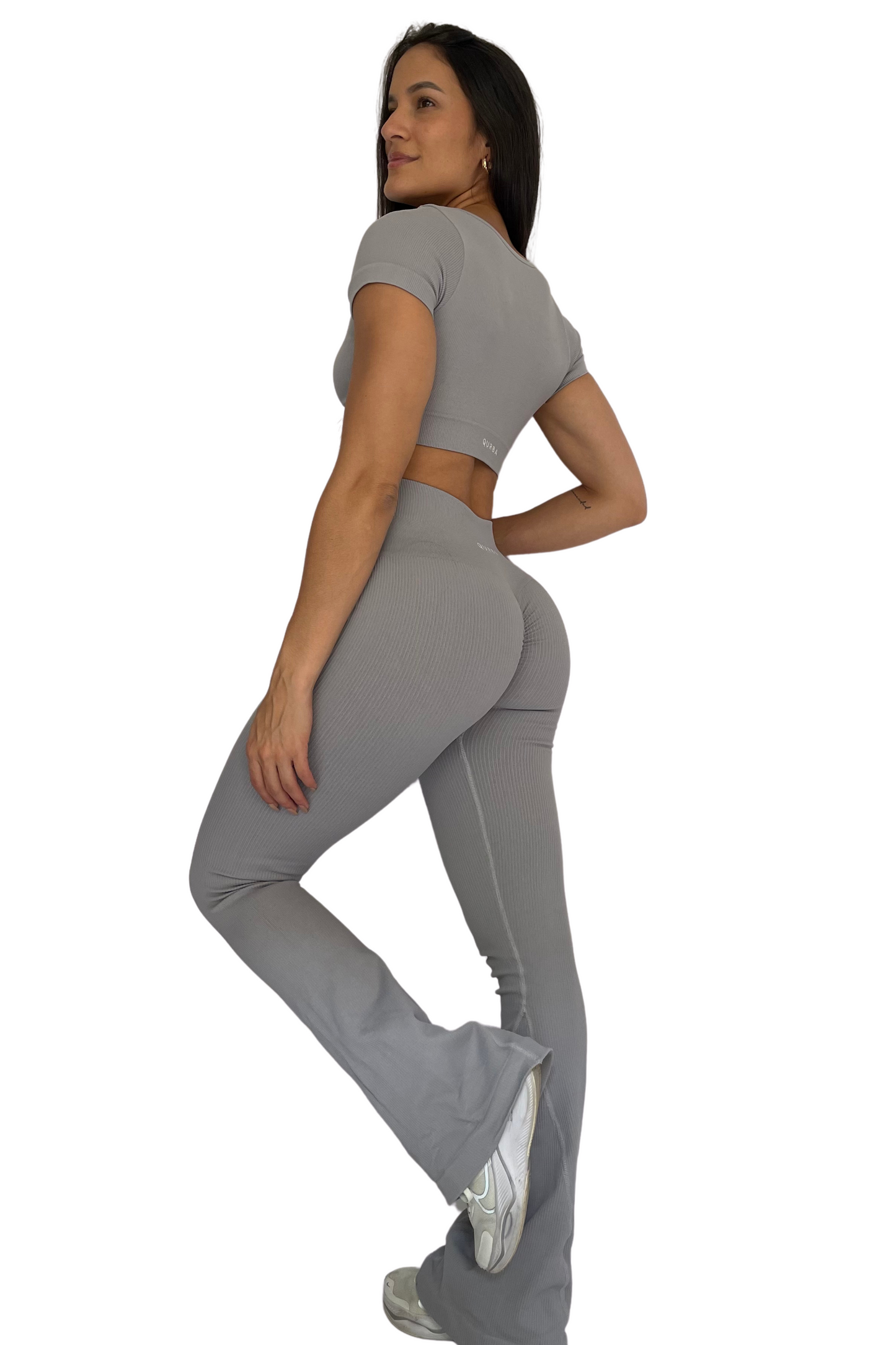 Legging Bota Ancha Push Gris Seamless