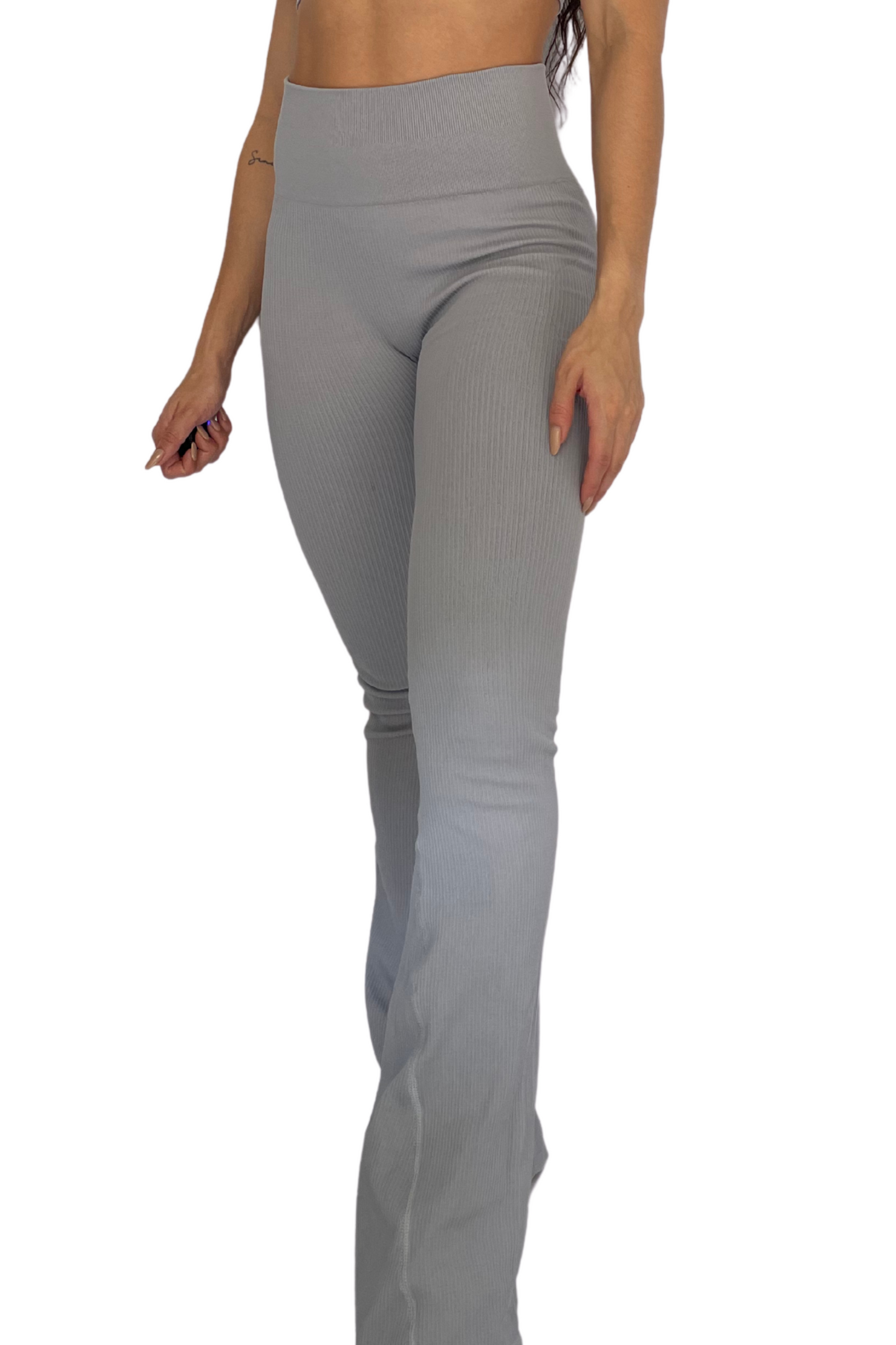 Legging Bota Ancha Push Gris Seamless